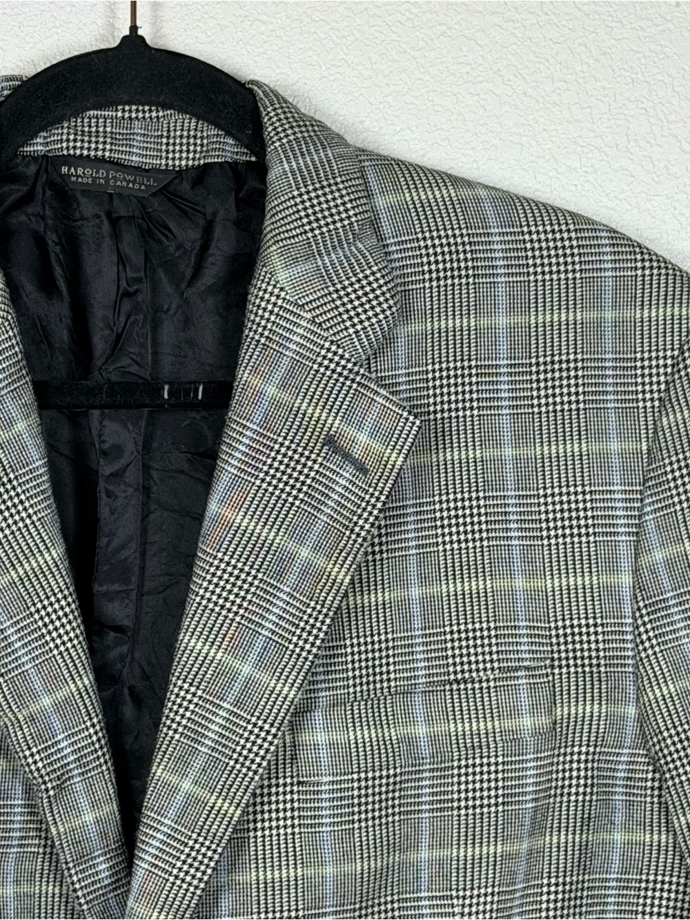 Harold Powell Classic Colorful Plaid Wool Blend Double Vent Sports Coat 42L